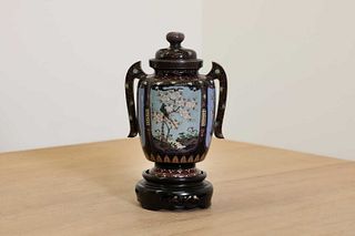 A Japanese cloisonné vase and cover,