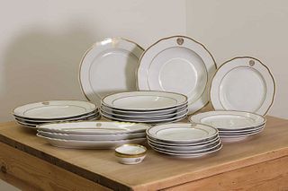 A Soviet state porcelain six setting dinner service from the Russian Embassy in London,
