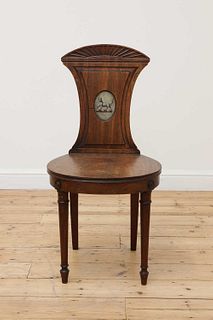 A Regency mahogany hall chair,