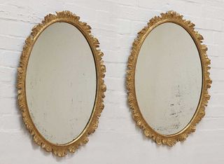 A pair of giltwood mirrors,