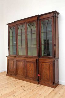 A George III mahogany breakfront bookcase,