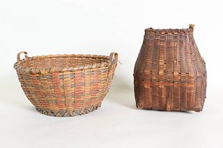 Two Woven Splint Baskets, 19th C.