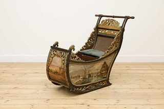 A painted and parcel-gilt child's sleigh,