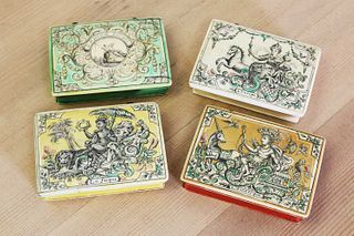 Four Louis XV ivory gaming boxes,