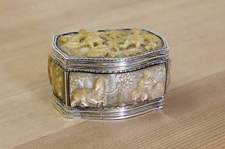 A French silver and mother-of-pearl box,