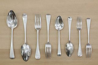 A composite George III silver canteen of old English pattern flatware,