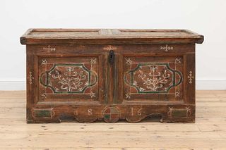 A painted pine chest,