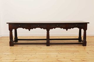A Charles I oak refectory table,