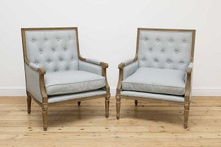 A pair of modern Louis XVI-style armchairs,