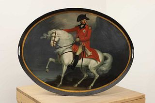 A Pontypool-type lacquered tray,