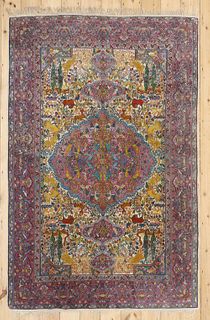 A Persian wool rug with silk highlights,