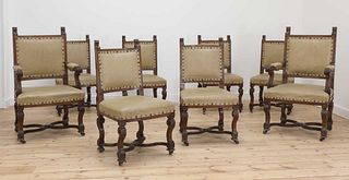 A set of eight late Victorian oak dining chairs by Gillows,