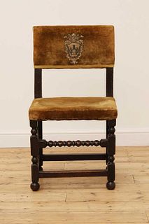 A Cromwellian oak side chair,