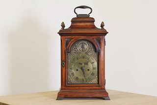 A George III polished fruitwood table clock,