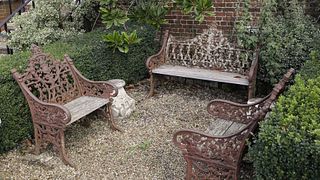 A cast iron garden suite,
