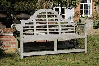 A teak Lutyens bench,