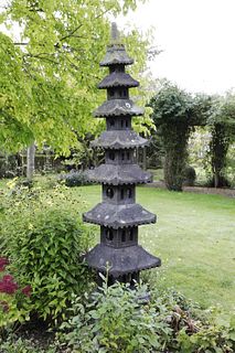 A carved lava stone 'Meru tower',