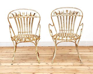 A pair of François Carré 'Sunburst' garden chairs,