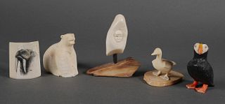 Vintage INUIT Carved Walrus Tusk Items