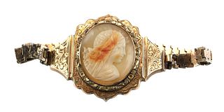 Victorian 10K Gold Cameo Bracelet