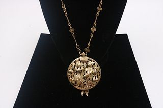 Chinese Yellow Gold Hand Made Bridal Necklace