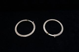 Pair of Large 18K Yellow Gold Hoop Clip Earrings