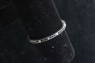 14K White Gold Sapphire & Diamond Line Bracelet