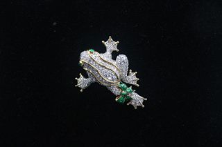 Tiffany & Co Platinum Gold & Diamond Frog Brooch