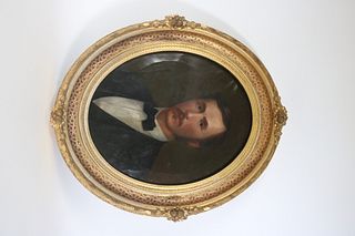 Oil on Canvas Oval Portrait of a Young Gentleman