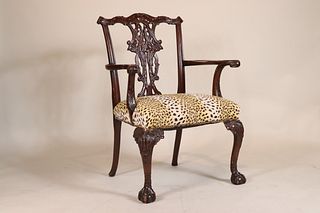 George III Carved Mahogany Open Armchair