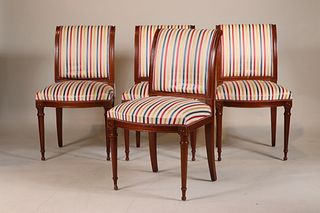 Four Louis XVI Style Mahogany Side Chairs