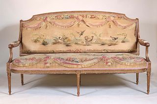 Louis XVI Style Needlepoint-Upholstered Settee