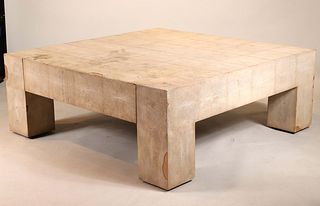 Modern Faux Shagreen Veneered Low Table