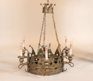 Contemporary Crown Form Six-Light Chandelier