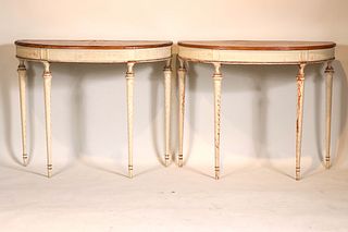 Pair of Neoclassical Style Demilune Pier Tables