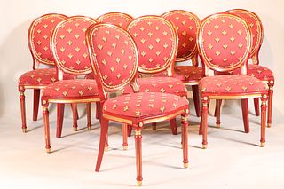 Eight Louis XVI Style Painted Dining Chairs