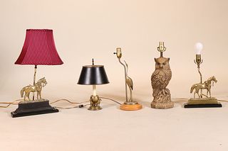 Five Animal-Adorned Lamps