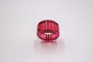 Baccarat Carved Red Crystal Dome Ring