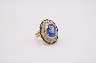 Estate Cornflower Blue Sapphire and Diamond Ring