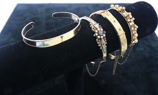 Three Victorian Hinged Gold Bangle Bracelets