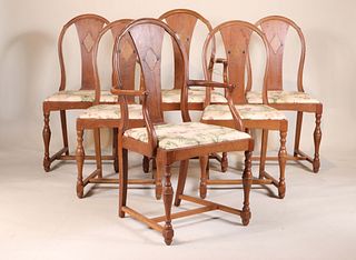 Six Grey Gardens Inlaid Mahogany Dining Chairs
