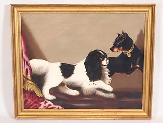 Oil on Canvas Double Dog Portrait