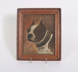 Oil on Board Portrait of a Boxer Dog