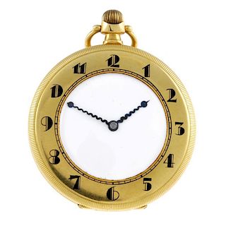 An open face pocket watch by Election. 18ct yellow gold case, import hallmark Glasgow 1927. Signed k