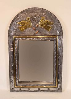 Modern Brass-Mounted Mirror, 20th C.