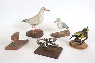 Four Harry Hadden Carved and Painted Birds