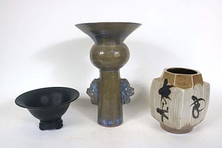 Three Asian Inspired Ceramic Vessels