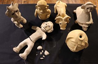 Group of Six Unbaked Clay Figures