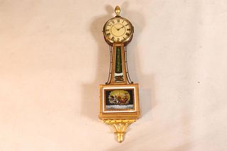 Federal Style Parcel-Gilt and Eglomise Banjo Clock