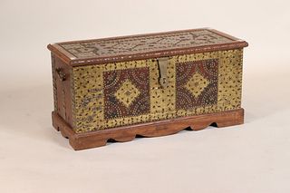 Moroccan  Brass Decorated Trunk 